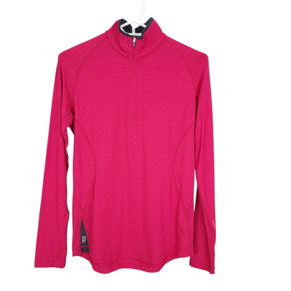 ICEBREAKER Women 200 Base Layer Top Size M Pink Merino Wool 1/4 Zip Long Sleeve - Picture 1 of 10